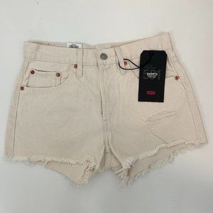 Levi's 501 High rise off white cream denim shorts 27